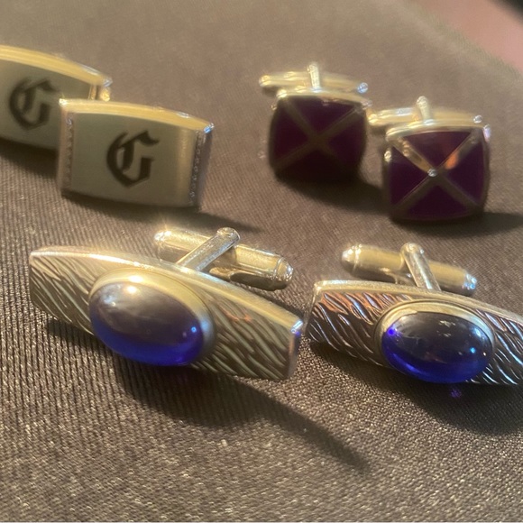 Set of 3 stainless steel cuff links - Picture 1 of 6